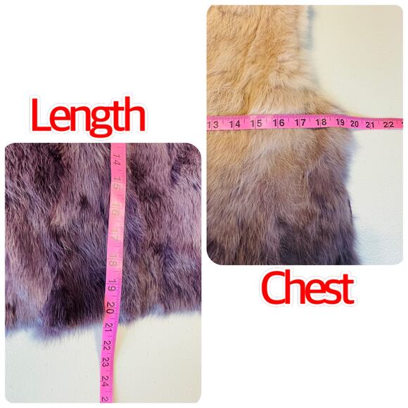 Anthro Love Token Purple Pink Ombre Genuine Rabbit Fur Lined Ribbon Belt Vest S - Picture 12 of 12